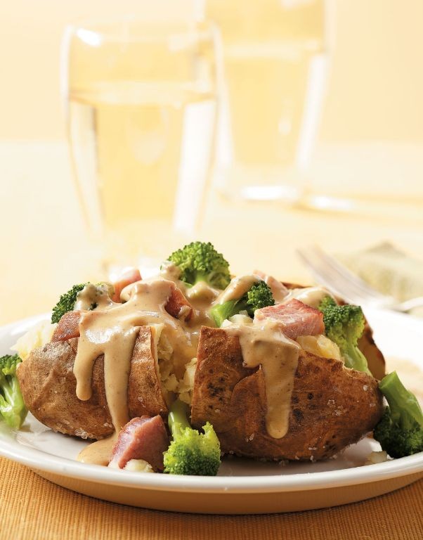 Ham and Broccoli Stuffed Baked Potatoes