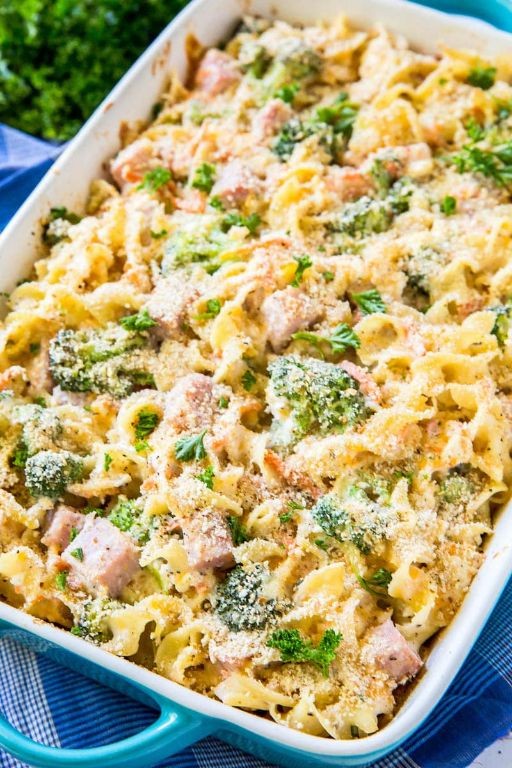 Ham and Mushroom Casserole with Breadcrumbs