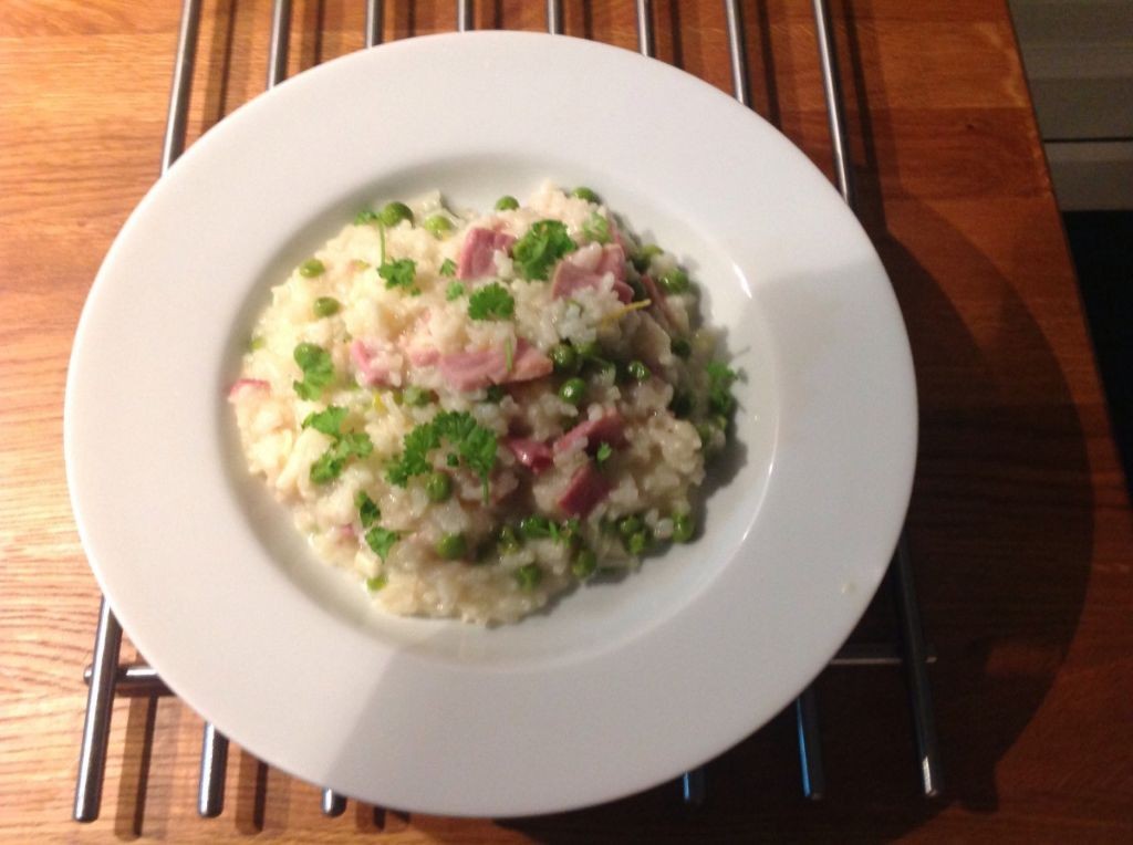 Ham and Pea Risotto with Parmesan