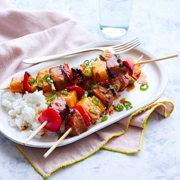 Ham and Pineapple Skewers with Teriyaki Glaze