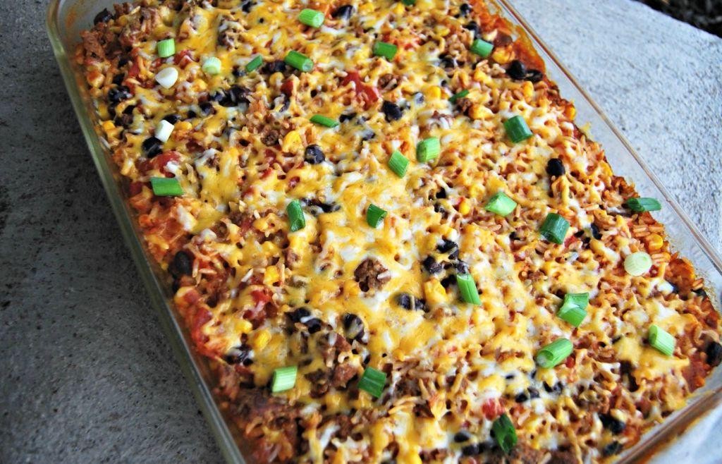 Hamburger and Rice Taco Bake