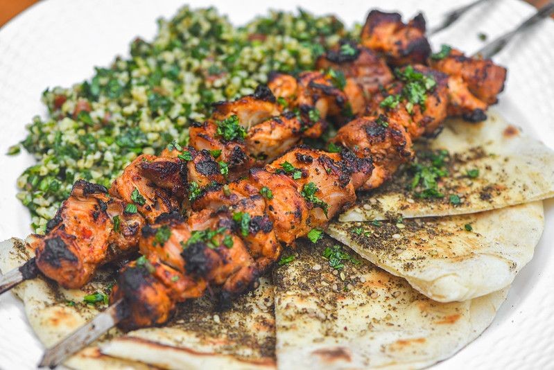 Harissa Oil Marinated Chicken Skewers