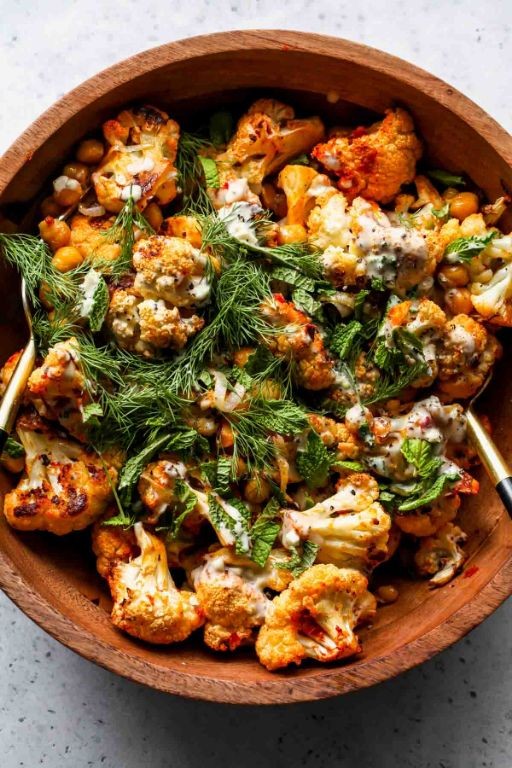 Harissa Roasted Cauliflower and Chickpeas