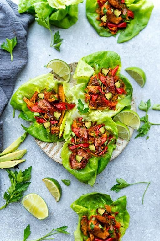 Healthy Chicken Fajita Lettuce Wraps