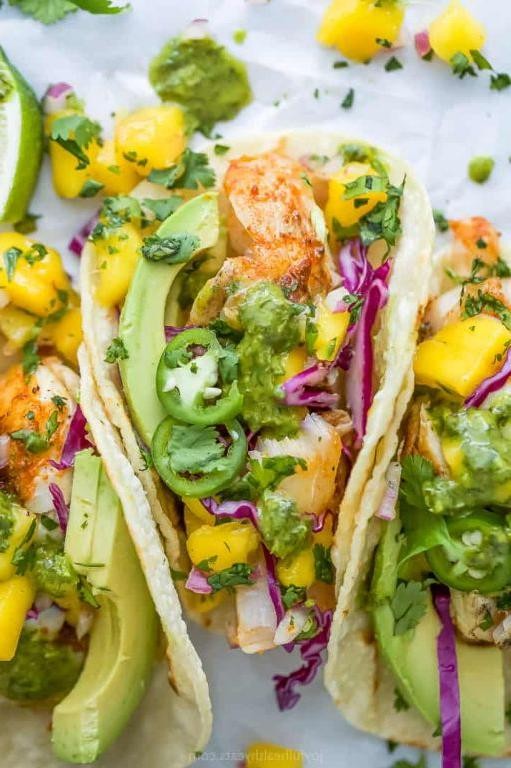 Healthy Grilled Fish Tacos with Mango Salsa