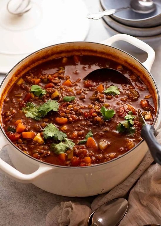 Healthy Ground Beef and Lentil Soup