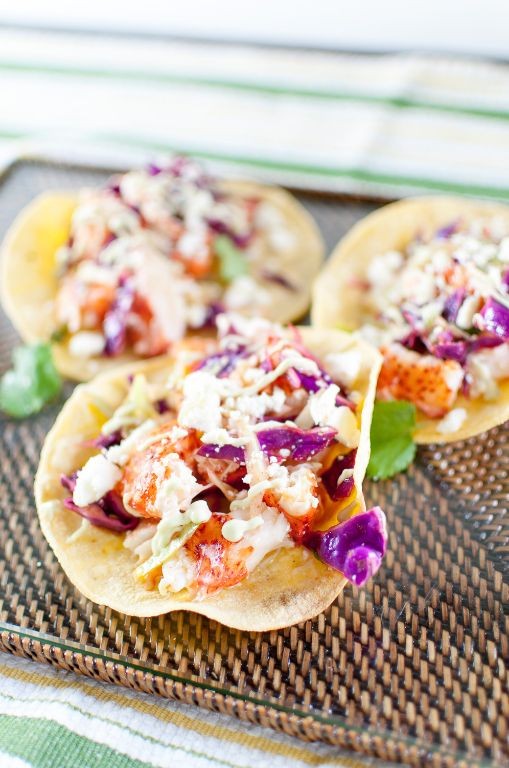 Healthy Lobster Tacos with Cabbage Slaw