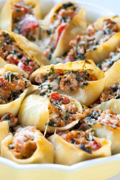 Healthy Sausage and Spinach Stuffed Shells