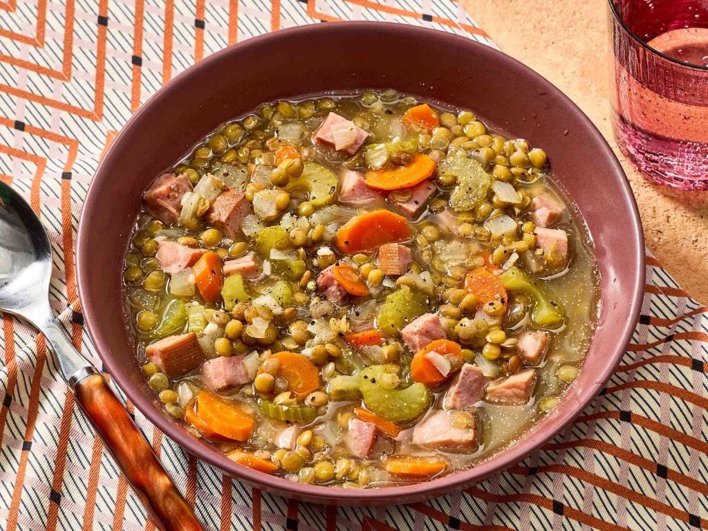 Hearty Lentil Soup with Canned Ham