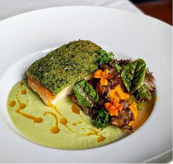 Herb-Crusted Halibut with Asparagus