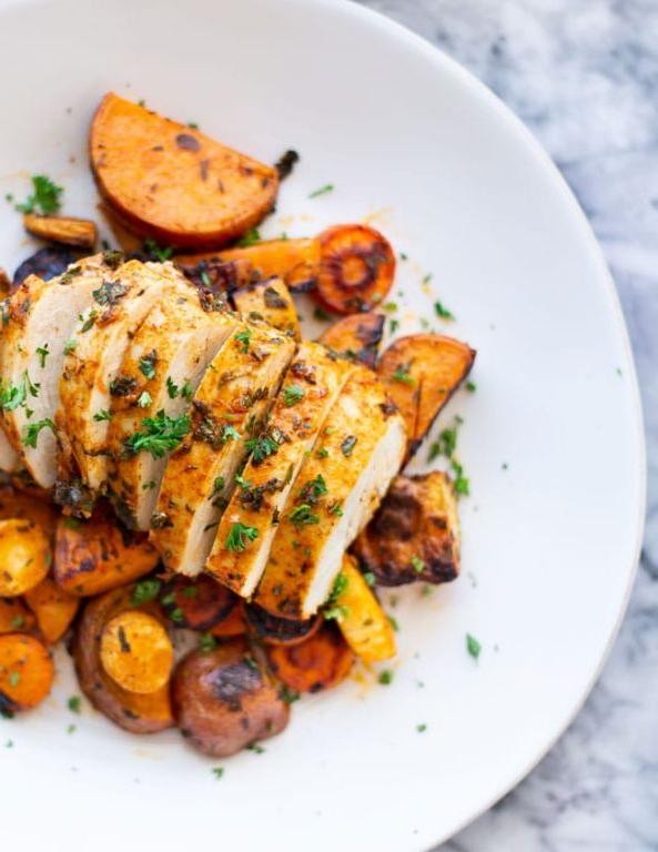 Herb-Roasted Chicken with Carrots