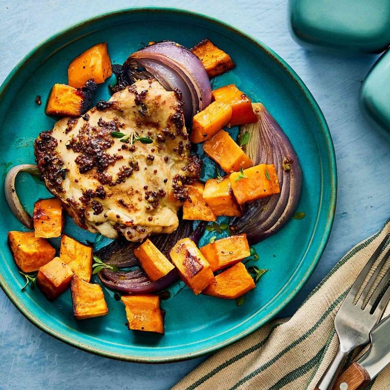 Herb-Roasted Chicken with Sweet Potatoes