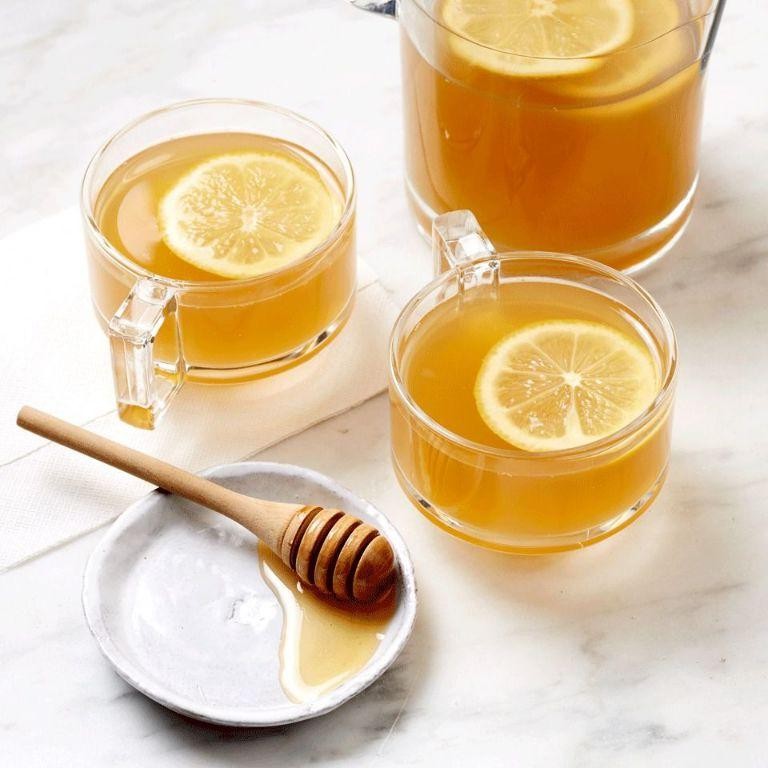 Herbal chamomile tea with honey