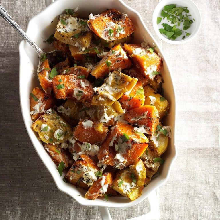 Herbed Butternut Squash and Goat Cheese Casserole