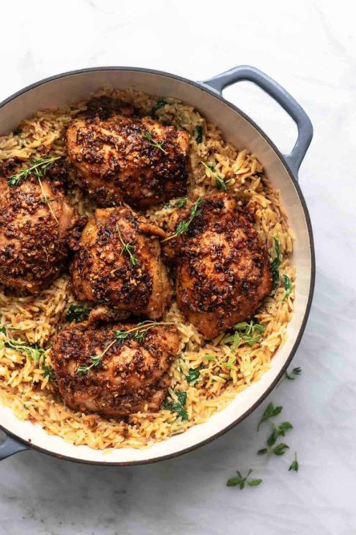 Herbed Chicken Thighs with Greek Orzo