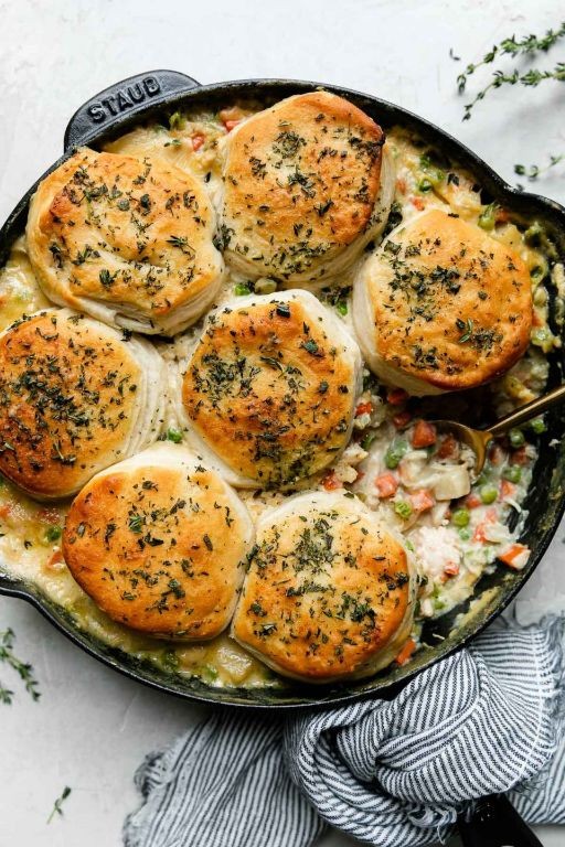 Herbed Chicken and Rosemary Biscuit Pot Pie