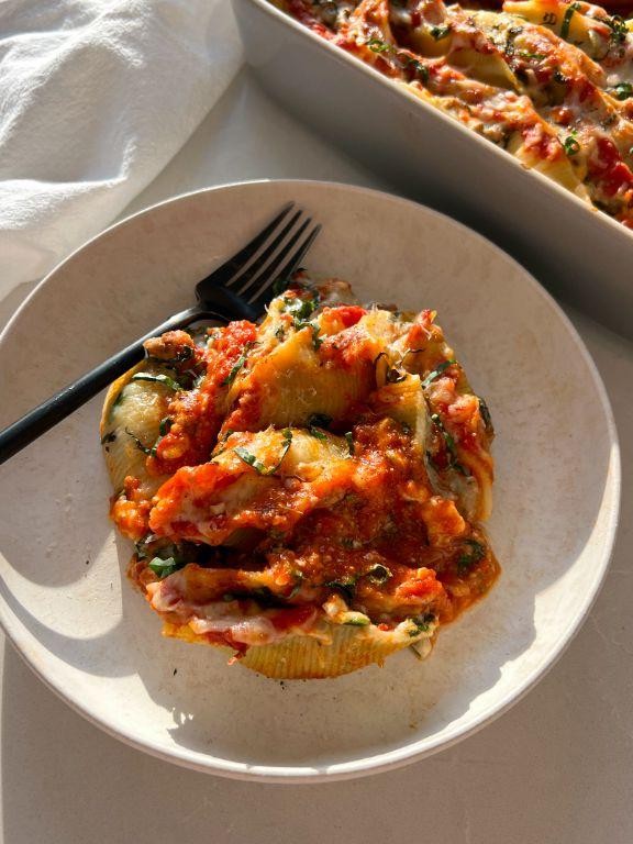 High Protein Sweet Potato and Chicken Stuffed Shells