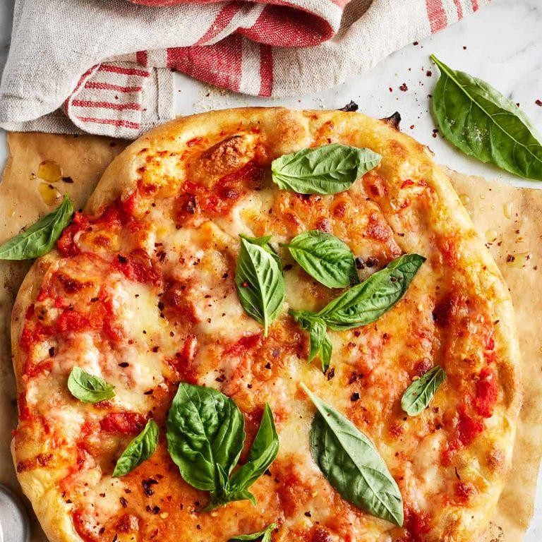 Homemade Margherita Pizza with Fresh Basil