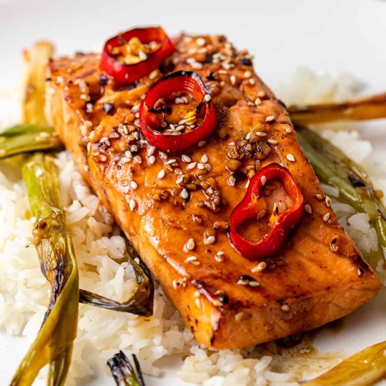 Honey Glazed Crispy Salmon with Sesame Seeds