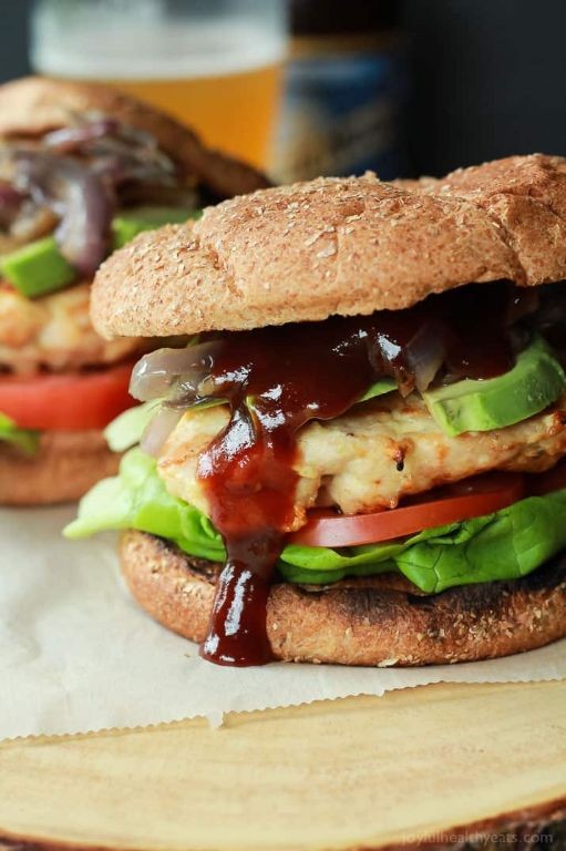 Honey Mustard BBQ Chicken Burger with Caramelized Onions
