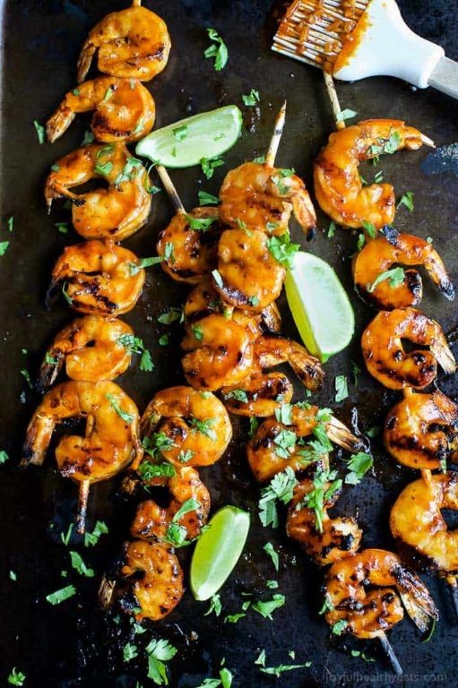 Honey Sriracha Glazed Shrimp Skewers