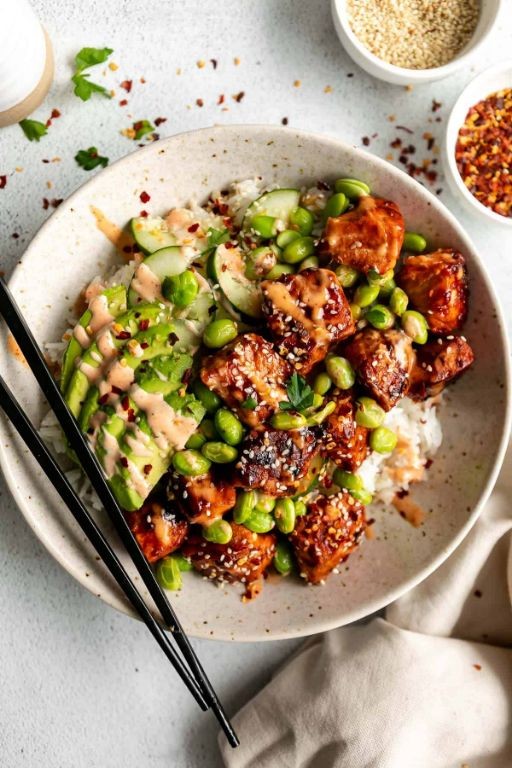 Honey Sriracha Salmon with Brown Rice and Broccoli