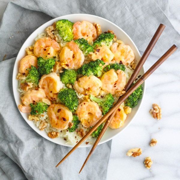 Honey Walnut Shrimp with Steamed Broccoli