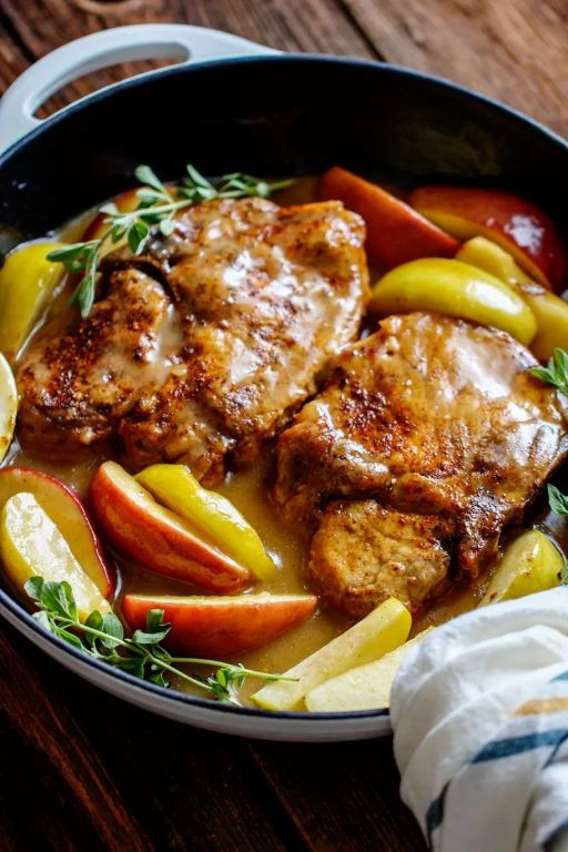 Honey-Glazed Green Apple Pork Chops