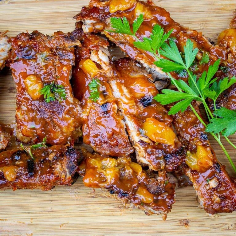 Instant Pot Peach and Bourbon BBQ Ribs