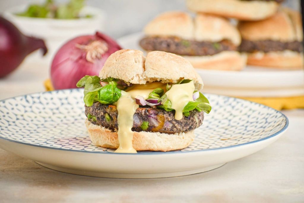 Jalapeño and Cheddar Black Bean Burgers