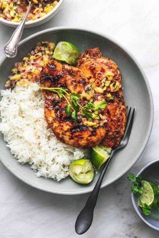 Jamaican Jerk Boneless Chicken Thighs with Pineapple Salsa