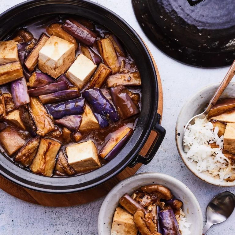 Japanese Eggplant and Mushroom Hot Pot