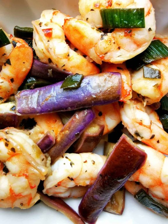 Japanese Eggplant and Shrimp Sauté
