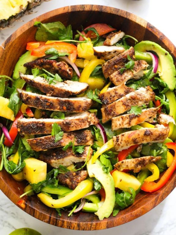 Jerk Chicken Salad with Avocado and Lime Dressing