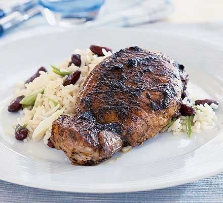 Jerk Seasoned Pork and Beans