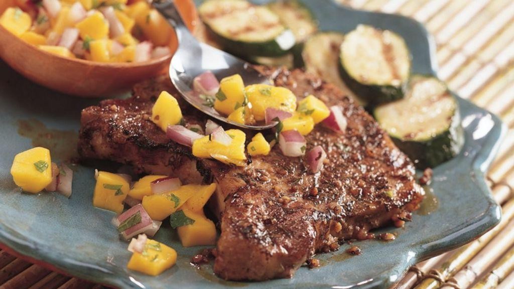 Jerk-Spiced Rib Tips with Mango Salsa