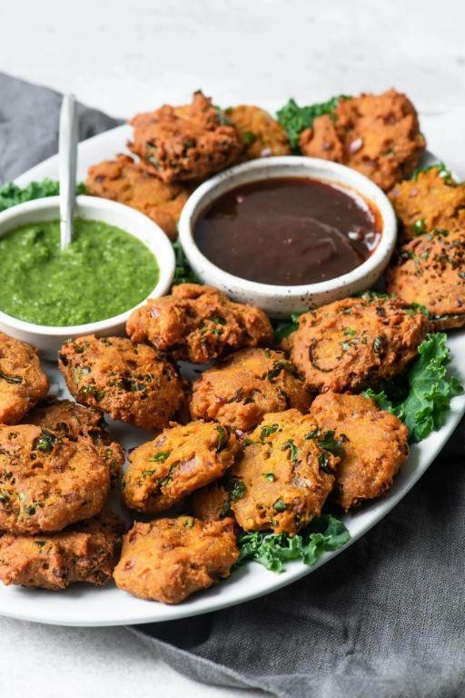 Kale Pakoras with Mint Chutney