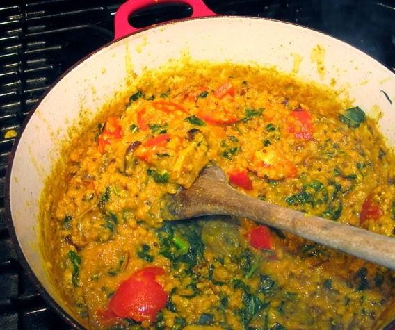 Kale and Tomato Dal with Mustard Seeds