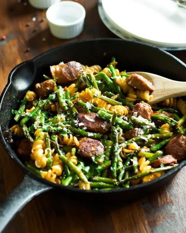Keto Asparagus and Sausage Skillet