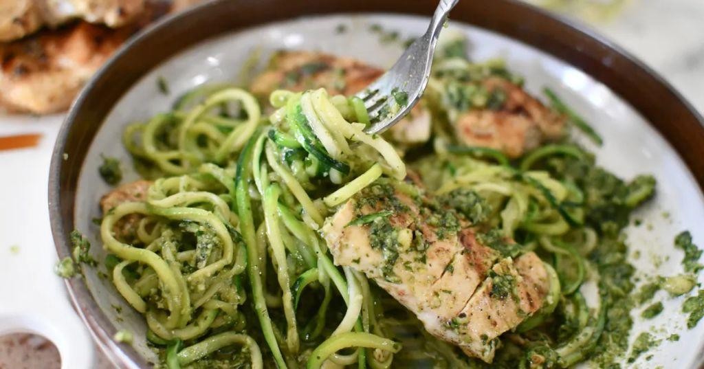 Keto Blackstone Zucchini Noodles with Pesto