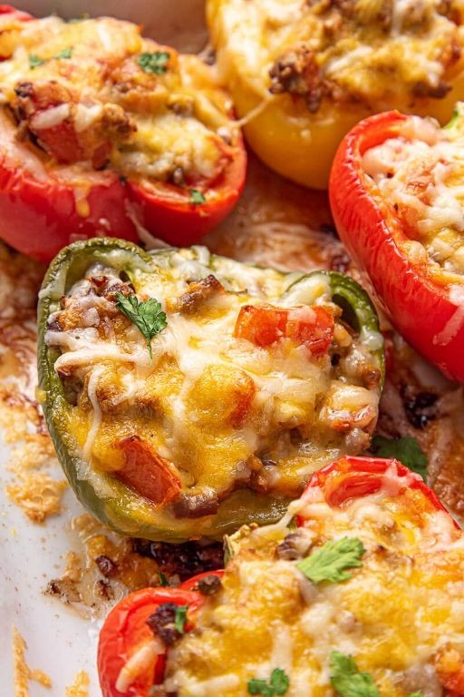 Keto Ground Beef Stuffed Bell Peppers