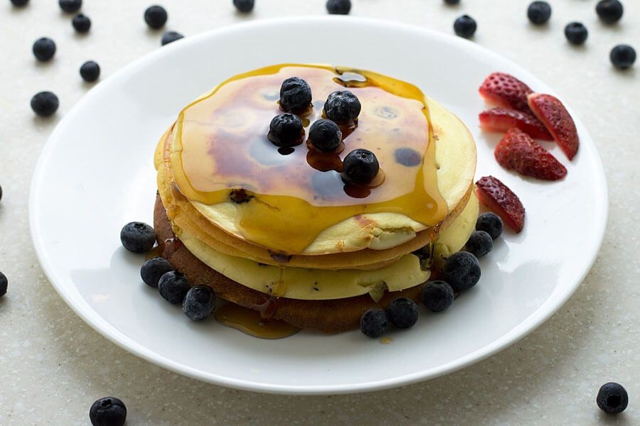 Keto Ricotta Pancakes with Blueberries