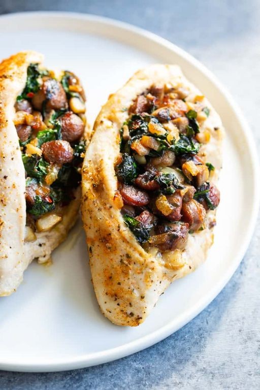 Keto Sausage and Spinach Stuffed Chicken