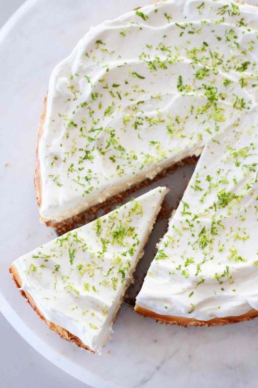 Key Lime Cheesecake with Sour Cream Lime Zest Topping