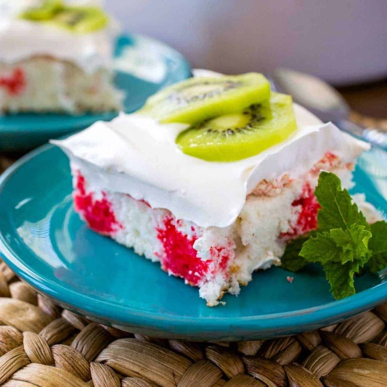 Kiwi strawberry jello poke cake