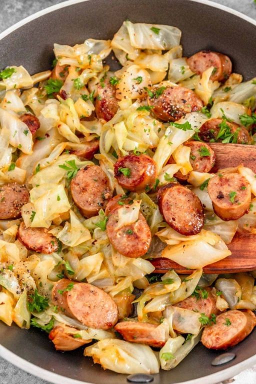 Lamb Sausage and Cabbage Stir-Fry