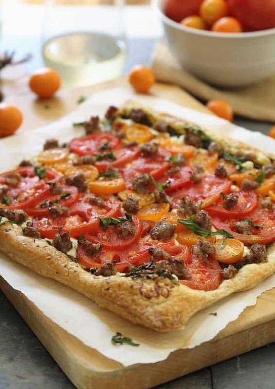 Lamb Sausage and Goat Cheese Tart
