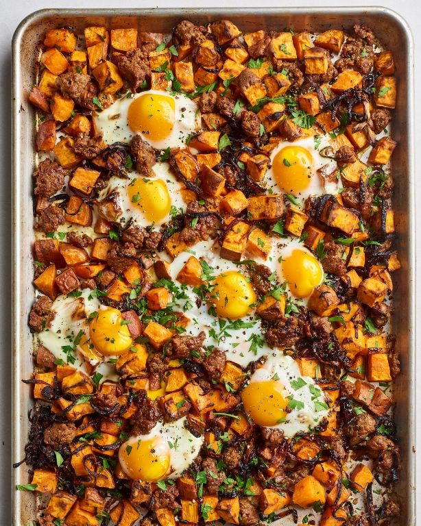 Lamb Sausage and Sweet Potato Hash