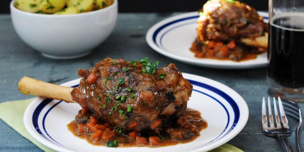 Lamb Shanks in Guinness and Mushroom Sauce