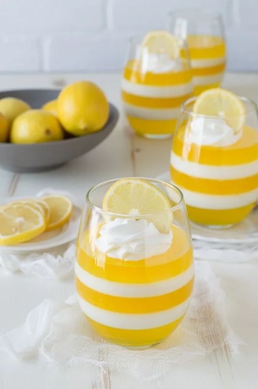Layered citrus jello dessert